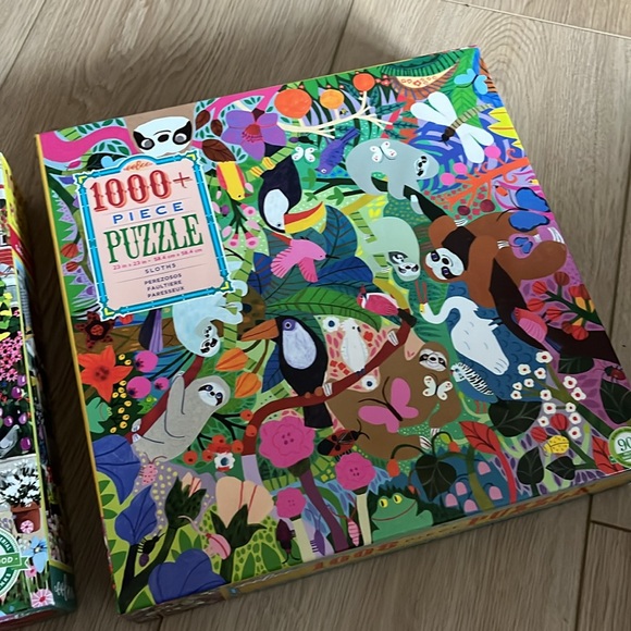 Eeboo 1000+ piece adult puzzle Urban Gardening + Sloths vibrant colors - Picture 3 of 12